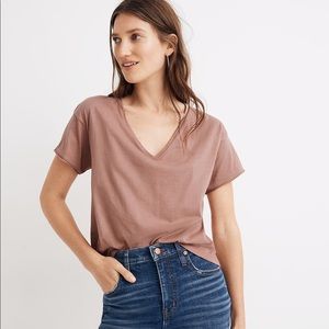 Madewell Supima Cotton Drapey V-Neck Crop Tee XS
